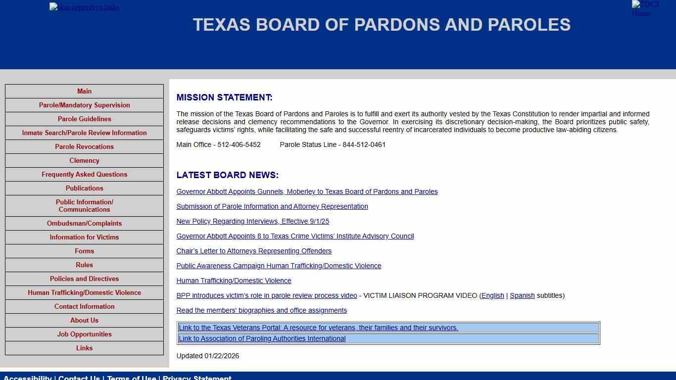 Texas Board of Pardons and Paroles Home Page